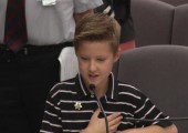 Trevor Hickman recites the Pledge of Allegiance